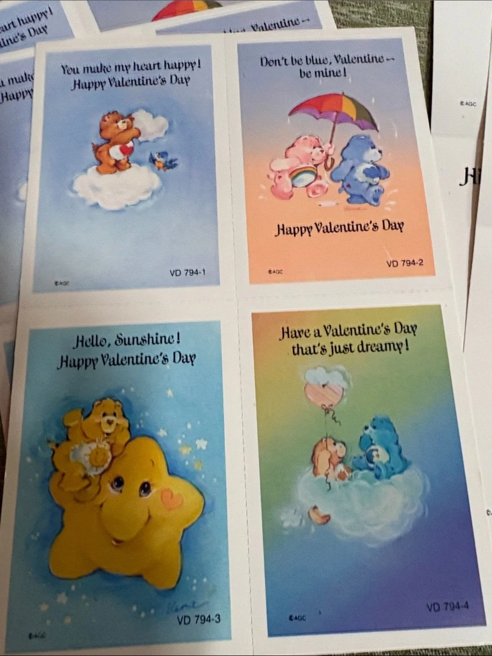 Vintage Care Bears 1980’s Valentine’s Day cards American Greeting envelopes 30